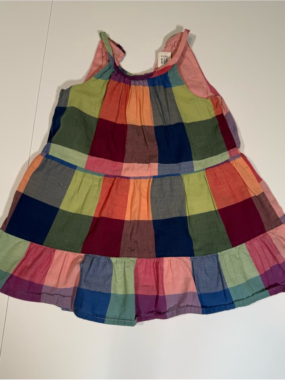 BabyGap Vintage Girls Multicolor Plaid Tiered Sleeveless Dress 2 Years